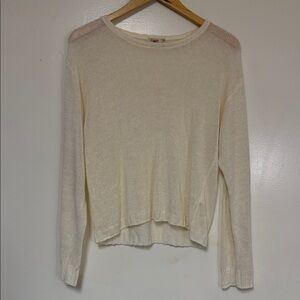 Faherty Cream Knit Boat Knot Sweater Quiet Luxury Minimalist Neutral Layering S